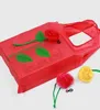 Hot Eco Storage Handbag Rose Flowers shape Foldable Shopping Bags Reusable Folding Grocery Nylon Large Bag DLH091