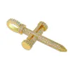 Iced Out Micro Paveed CZ Nail Cross Pendant Collier Men Hip Hop Gold Silver Color Couche Chaines