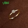 Vistoso Pure 14k 585 Gul Guld Sparkling Diamond Dainty Round Cirle Ring för Kvinnor Årsdag Trendiga fina Smycken J190714