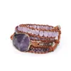 Women Bracelet Adjustable Exquisite Decor Healing Wrist Portable Fashion Artificial Leather Stone Beaded Handmade Strands Wrap