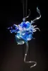 ランプスタイルの花の形のデザインミニ現代のクリスタルシャンデリア手の吹き飛ばされたムラノガラスLEDの電球ロマンチックな青いペンダントランプ