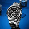 CURREN Luxe Mode Quartz Horloges Klassieke Zilveren en zwarte Klok Mannelijke Horloge heren Horloge met Kalender Chronograph239S