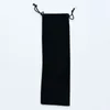 Portable Tableware Storage Bag Black Velvet Drawstring Travel Carrying Pouch For Straw Cutlery Spoon Wholesale ZC0022