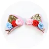 2pcSset Coules mignonnes pour filles paillettes arc-en-ciel en feutre de feuilles fleurs épingles à cheveux chats oreilles de lapin Barrettes pour enfants accessoires de cheveux par8501685