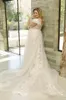 Robes de mariée grande taille élégantes 2020 hors de l'épaule dentelle appliques balayage train Tulle sur mesure mancherons plage robe de mariée