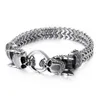 Aço inoxidável malha robusta Biker Chain Bracelet para Homens Punk Rock Bike Crânio Charme Braceletes Gótico Halloween Bangle Jóias Acessórios