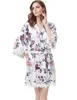 Druhna Szata Koronki Kwiatowy Kwiat Kimono Wedding Oblubienica Krótkie Nocy Szaty Drukuj Bathrobe Peignoir Femme Moda Dressing Night Suknia B5350