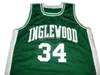 Paul Pierce #34 Inglewood High School Weiß Grün Schwarz Retro-Basketball-Trikots für Herren, genäht, individuell, mit beliebiger Nummer und Namen