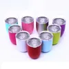 10oz Stainless Steel Wine Glasses Colourful Stemless Wine Glasses with Lid Shatterproof Vacuum Egg Shape Egg Cups Free shiping