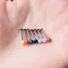 10 sztuk/zestaw mieszanie kolorów moda Piercing biżuteria akrylowa stal nierdzewna brwi Bar Lip nos sztanga pierścień kolczyk w pępku prezent