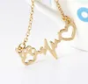 Fashion Lovely Heartbeat Heart Paw Necklace With Chain Footprint Gold Silver Plated Cute Animal Print Love Jewelry Gift