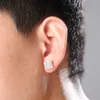Micro Pave Cubic Zirconia Ice Out Geometrci Square Stud Earring Men Women Bling CZ Earrings Hip Hop Rapper Jewelry272I