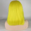 150 densidade cabelo brasileiro completo peruca dianteira do laço curto bob perucas para mulheres amarelo preto marrom rosa vermelho loira perucas sintéticas calor 7097658