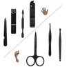 Ny salong 7 i 1 Manicure Set Professional Black Rostfritt stål Nagel Clipper Kit Finger Plier Nails Art Pedicure Toe Nail Tools S1999386