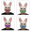 Bunny Rabbit Mask Halloween Party Plush Bunny Creepy Scary Mask Halloween Cold Light Mask Durable Fancy Dress Costume7576178