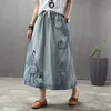 Etnische stijl retro print kleine meisje konijn denim rok vrouwelijke patch elastische taille rok mx200327