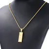 Collier en acier inoxydable glacé forme de barre dorée pendentif boîte ronde chaîne Fortune charme collier Hip Hop hommes cadeau de noël