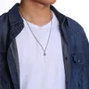 ZORCVENS Einzigartige silberfarbene Edelstahl-Glas-Kreuz-Anhänger-Halsketten für Damen und Herren, Jahrestagsgeschenke, Zubehör