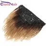 1b/4/27 clip afro rizado afro ombre en extensiones 100% cabello humano marrón miel rubia rubia clips virgen peruano en rizos naturales de tejido 8pcs 120 g/set