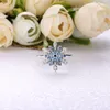 100% 925 Sterling Silver Snowflake Ring with Blue Cz Fit Pandora Jewelry Engagement Wedding Lovers Fashion Ring