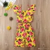 Bloembabymeisjes Outfits Flower Shorts Kinderkleding Sets Fashion Summer Kinderkleding Gedrukte ruche tops Shorts 2pcs Suits4054612