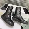 Hot Sale-Black Martin Buckled Laarzen Calfskin Midden Laarzen Schoenen Dames Ronde Hoofd Lage Hak Combat Booties Schoenen 3cm met DOX DHL gratis schip