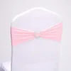 Stretch Spandex Sash Chair Band 15*35CM Pink Chair Sash with Buckle Heart Shape for Chair Decoration