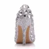 Hohe dünne Heels Schuhe Kristall Hochzeitsschuhe Strass Cinderella Schuhe