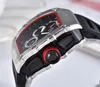 New Fashion Fullfunction Menswear Quartz Watchs Personalité Personnalité Forme de baril Squelette Watch Black Silicone Watch Strap 2802830