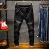 Modedesigner Skinny Jeans Herr Rak Slim Elastisk Jean Herr Casual Biker Man Stretch Denim Byxor Klassiska Byxor