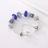 Оптово браслет 925 серебро Пандора браслеты для женщин Royal Crown браслет Blue Crystal Beads Diy сердца образный ювелирные изделия с короной