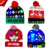 2020 New Year LED Light Christmas Hats Beanie Sweater knitted Christmas Light Up Knitted Hat for Kid Adult For Christmas Party 15 Style