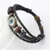 Punk Turco Mal Eye Braceletes Pulseira Feminino Pulseira De Couro Genuíno Pulseira Étnica Vintage Jóias Para As Mulheres Homens Bijouterie 10479