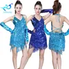 Sequined Latin Dance Costume Dress Jazz Performance Show Sparkle Fringe Dress for Ballroom Salsa Rumba Dance Party Competition1204w