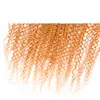 Silanda saç saf turuncu renkli kinky kıvırcık remy insan saç dokuma demetleri 3 örgü 13x4 dantel frontal kapanma 7290335