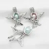 Silver Wing Baby Footprint Pearl Cage Lockets Lava Bead Pendant Diffuser Halsband Smycken Charms Parfym Essential Olja