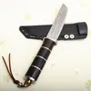Ny VG10 Damascus Steel Straight Kniv Tanto Blade Ebony Handle Survival Rak knivar med Kydex-mantel