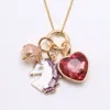 Fashion Jewelry Rainbow Heart Starfish Pendants Necklace Kids Girls Charming Pendant Long Chain Necklaces Cute Child M1449