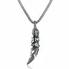 Rostfritt stål Cubic Zircon Feather Pendant Halsband Gotisk stil Claw Feather Smycken Man Hip Hop Smycken Gåvor