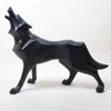 Resina abstrata totem lobo escultura de cães estatuetas artesanato em casa decoração geometria resina resina selvagem cães artesanato estatueta