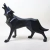 Résine abstraite Totem loup chien Sculpture Figurine artisanat maison Table décoration géométrie résine faune chien Figurine artisanat