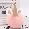 15pcs / Lot Moda Pompom Unicorn Fur bola Chaveiro Rabbit Fur animal Bag Acessórios Plush Car Chaveiro Celular Pendure