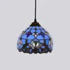 Tiffany Pendent Lamp Medelhav Creative Blue Barock Love Decorative Pendent Light Stained Glass Lamp för vardagsrummet