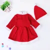 New Kids039S Pajamas Christmas Suit Girls with Hat Christmas Dress Red8767012