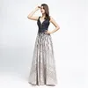 Robe de Soiree Gatsby 2019 luksusowe czarne cekiny sukienki wieczorowe Yousef Aljasmi sexy v szyja z koraliki kryształowe arabskie sukienki
