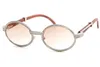 Gold de madeira de boa qualidade 7550178 Óculos de sol redondos vintage unissex hight diaml glasses Limited c Decoration Designer 3298