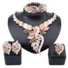 African Dubai Goldschmuck Nigerian Kristall Halskette-Band-Ohrringe Ring Frauen italienischen Brautschmuck Sets Hochzeit Zubehör