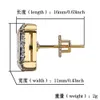 18K リアルゴールドヒップホップ CZ ジルコンスクエアスタッドピアス 0.7-1.6 センチメートル男性女性と女の子ギフトキュービックジルコニアアイスアウトダイヤモンドイヤリングスタッドパンクロックラッパージュエリー