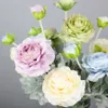 Bloom artificiel faux pivoines fleurs en soie toile de fond pour une décoration de mariage maison fleurs de dahlia bleu lotus flocage feuilles tige