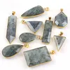 12 Pcs Vintage Natural Labradorite Gemstone Pendants 18K Gold Plated Europe popular Style Pendant Jewelry299R